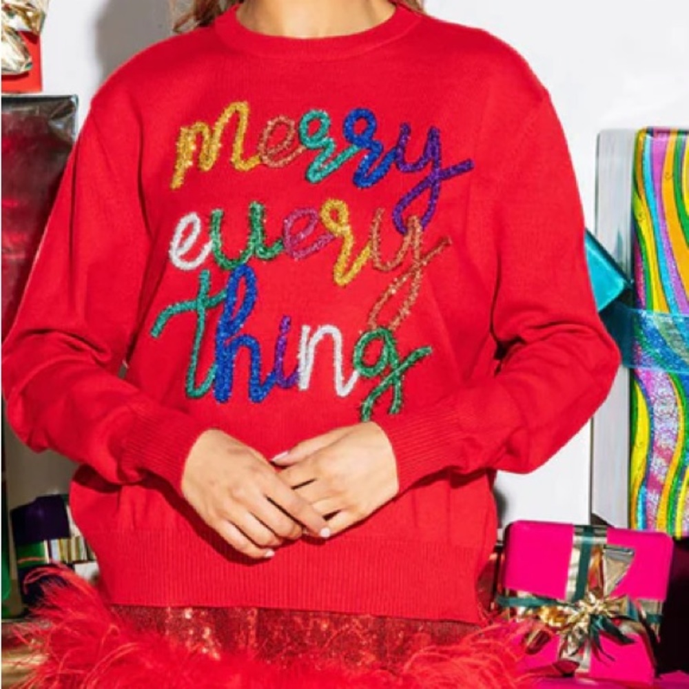 QUEEN OF SPARKLES Red 'Merry Everything' Sweater - Picture 3 of 4